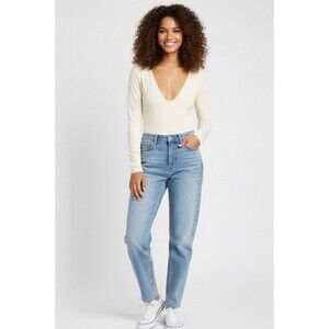 Abercrombie & Fitch White Soft Collection Long Sleeve V-Neck Bodysuit Medium